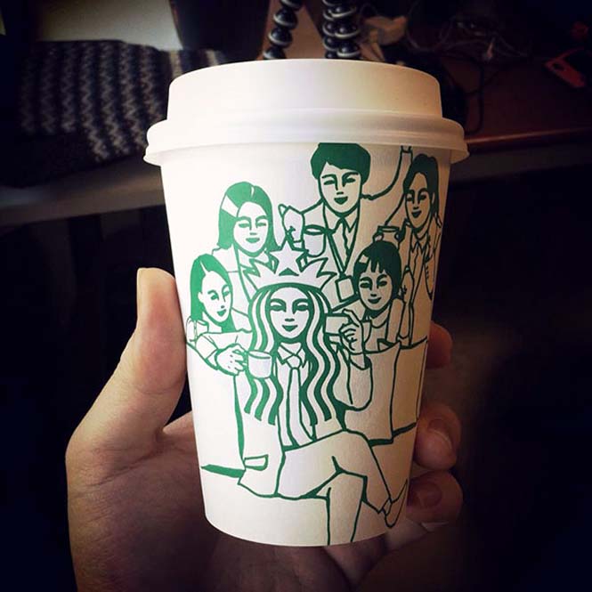 Σκιτσογράφος μετατρέπει τα ποτήρια των Starbucks σε απίθανες δημιουργίες (18)